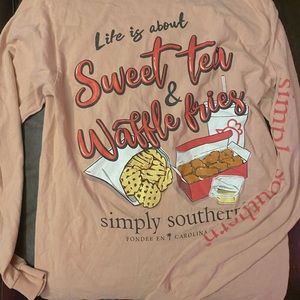 Washed Never Worn Pink long sleeve Simply Southern Chick-fil-a T-Shirt Sz small